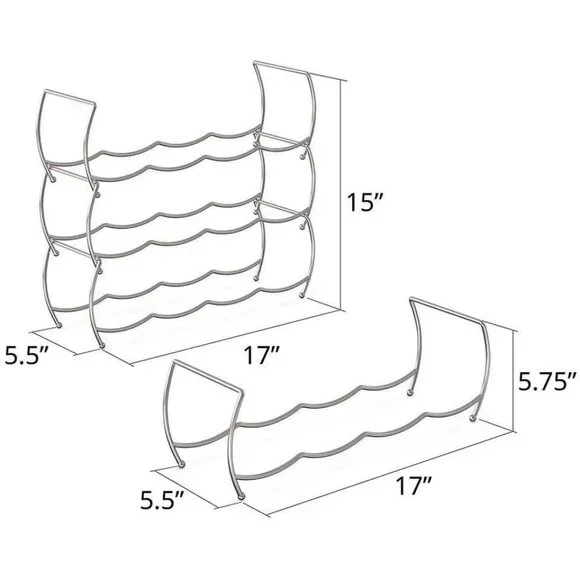 Simple Stackable 3-Tier Wine Rack Holds 12 Bottles Chrome Finish Space-Saving - Picture 9 of 9
